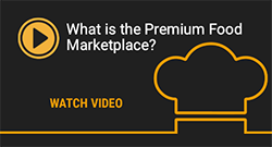 Premium food marketplace ad with yellow chef hat