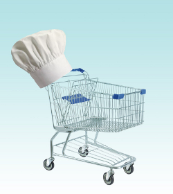 Shopping cart with chefs hat