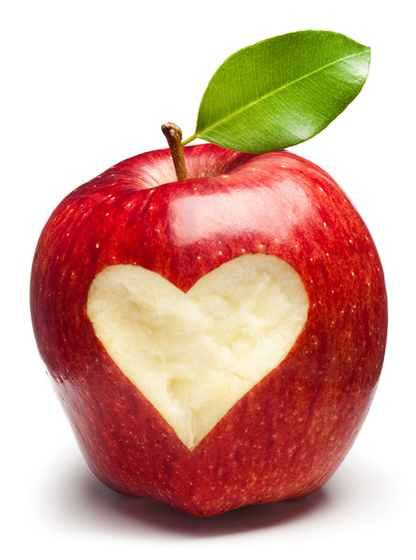 Heartshaped bite of apple